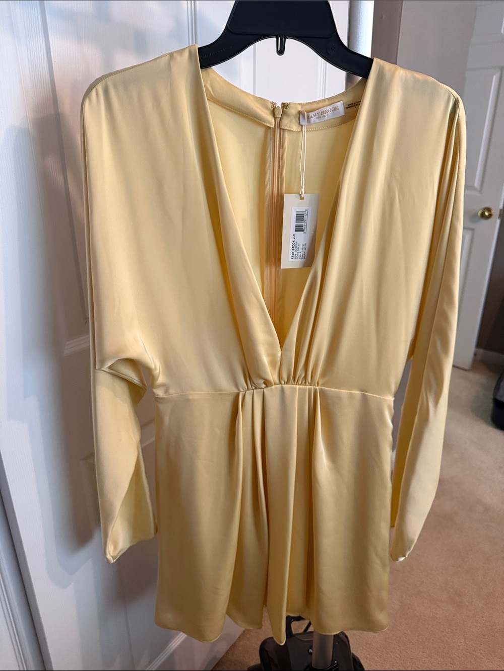 Ramy Brook Soft Yellow V-Neck Mini Dress
